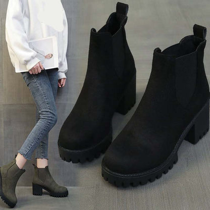 🎅🎁Weihnachtsangebot – 50 % Rabatt⏳Damen bequeme Stiefeletten mit Blockabsatz