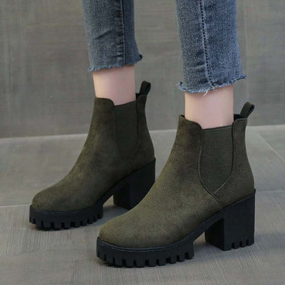 🎅🎁Weihnachtsangebot – 50 % Rabatt⏳Damen bequeme Stiefeletten mit Blockabsatz
