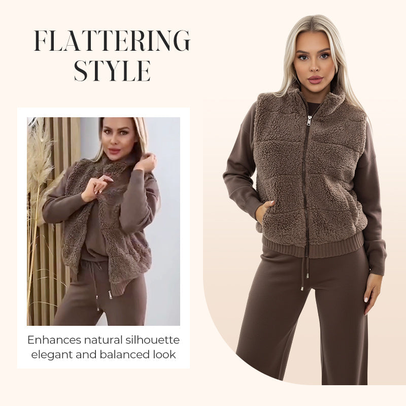 Ihr neues Lieblingsoutfit für den Winter – ein dreiteiliges Lounge-Set aus warmem Strick, das Sie den ganzen Tag über gemütlich, schick und selbstbewusst hält ❄️