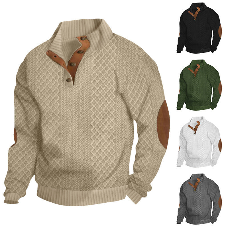 🔥Kostenloser Versand Lässiger Pullover mit langen Ärmeln und Ellbogenpatches für Herren