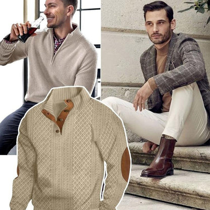 🔥Kostenloser Versand Lässiger Pullover mit langen Ärmeln und Ellbogenpatches für Herren