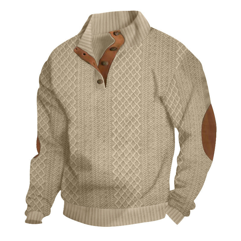 🔥Kostenloser Versand Lässiger Pullover mit langen Ärmeln und Ellbogenpatches für Herren