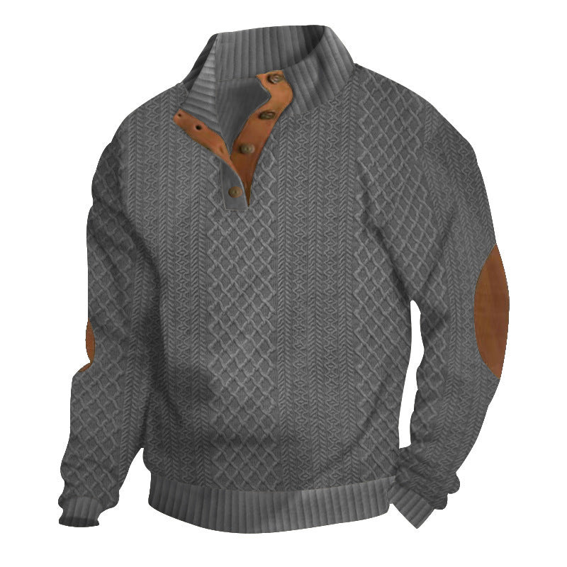 🔥Kostenloser Versand Lässiger Pullover mit langen Ärmeln und Ellbogenpatches für Herren