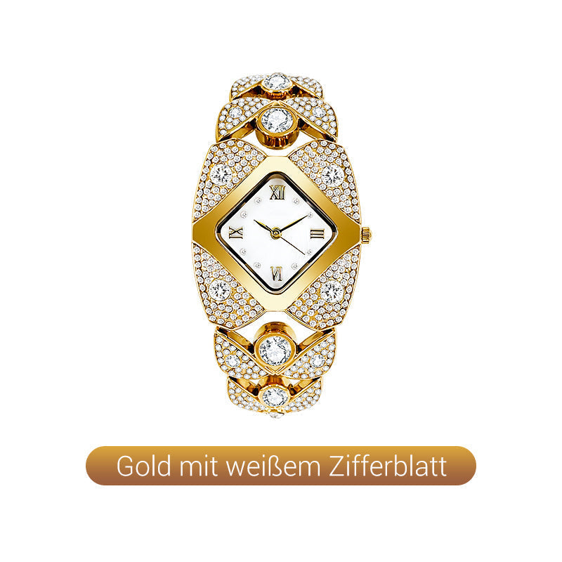 ✨💎Retro-Quarz-Armbanduhr mit funkelnden Strasssteinen