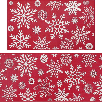 🎄✨Weihnachts-Küchenmatte für gemütliche Festtage - Rutschfest, leicht zu reinigen mit weihnachtlichen Dekormotiven