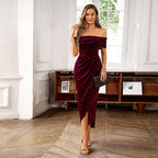 💃Christmas Sale 49% OFF🎉Elegantes, schulterfreies Maxikleid mit Rüschen für Damen