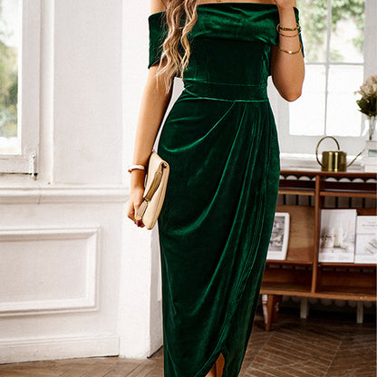 💃Christmas Sale 49% OFF🎉Elegantes, schulterfreies Maxikleid mit Rüschen für Damen
