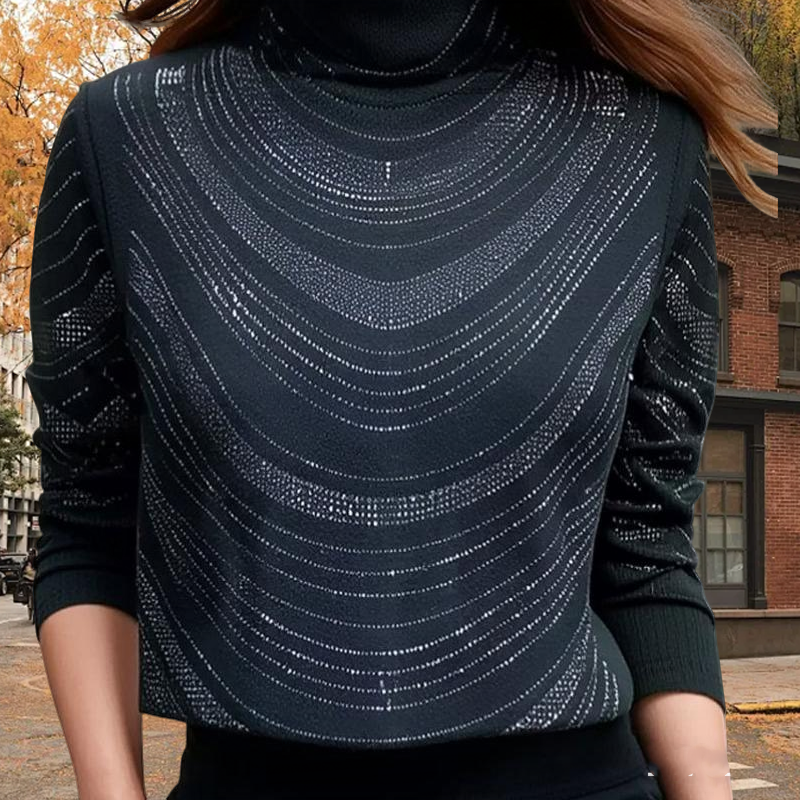🎅🎁Weihnachtsangebot – 50 % Rabatt⏳Anmutiges Langarm-Top mit Pailletten für Damen