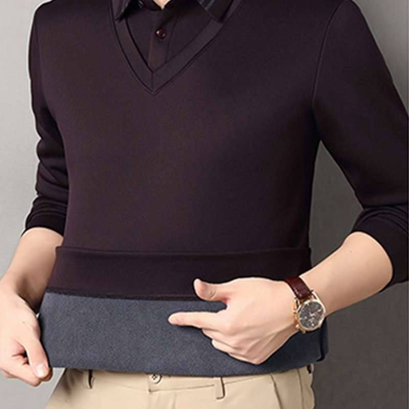 Herren Winterhemd mit Plüschfutter in Layering-Optik