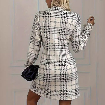 🎅🎁Weihnachtsangebot – 50 % Rabatt⏳Elegantes kariertes A-Linien-Hemdkleid für Damen