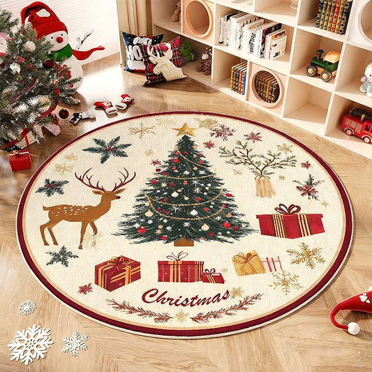 Rutschfester runder Teppich im Weihnachtsbaum-Design