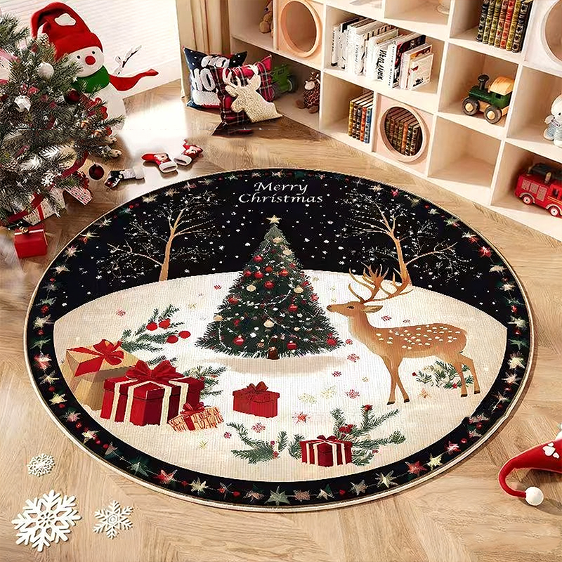 Rutschfester runder Teppich im Weihnachtsbaum-Design
