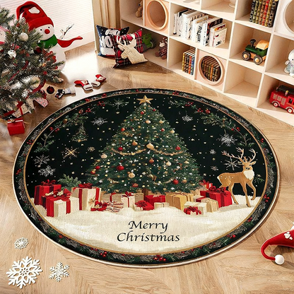 Rutschfester runder Teppich im Weihnachtsbaum-Design