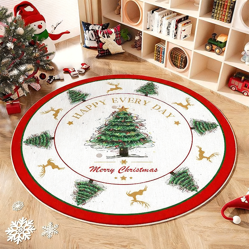 Rutschfester runder Teppich im Weihnachtsbaum-Design