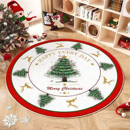 Rutschfester runder Teppich im Weihnachtsbaum-Design