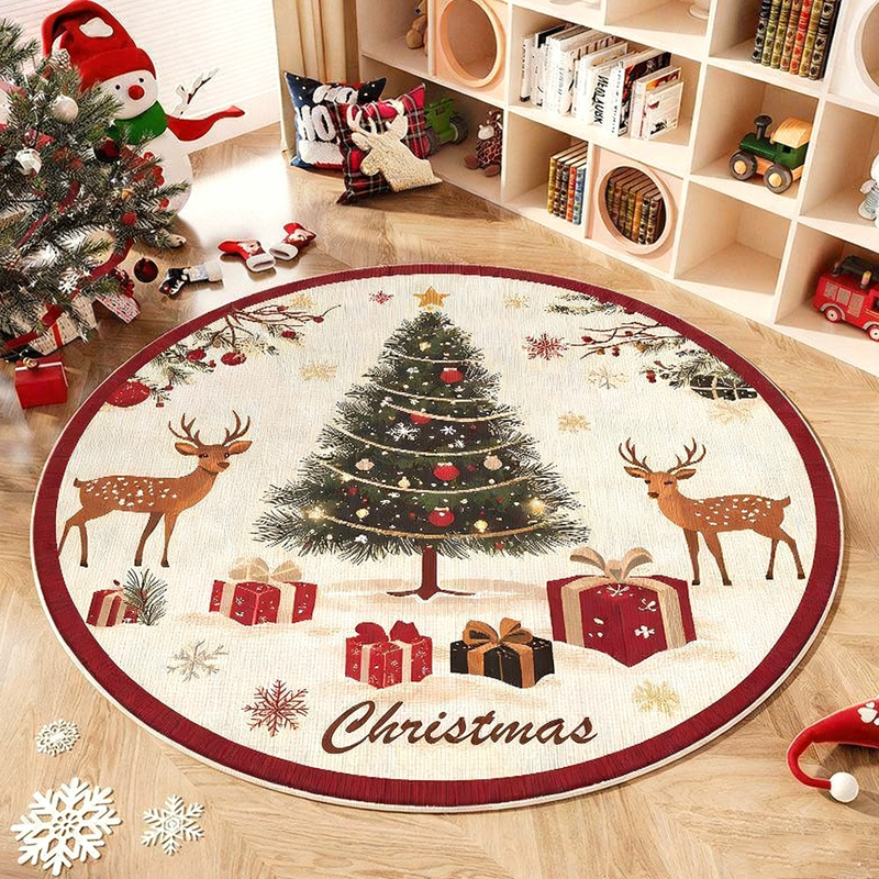 Rutschfester runder Teppich im Weihnachtsbaum-Design