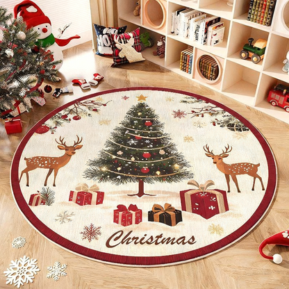 Rutschfester runder Teppich im Weihnachtsbaum-Design