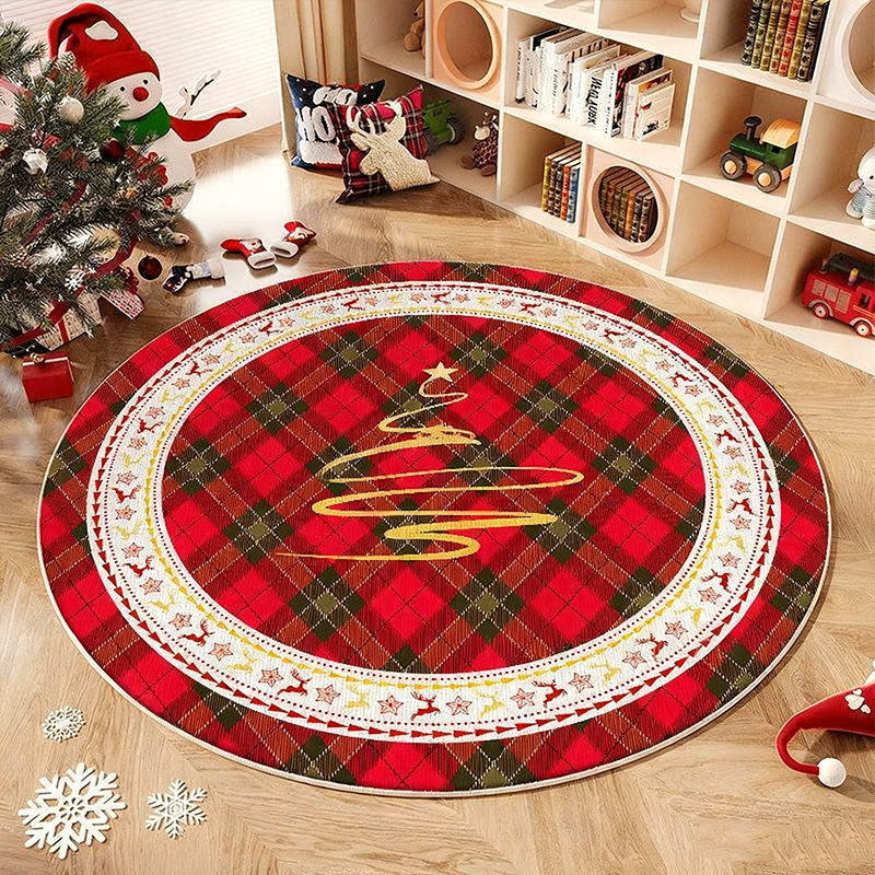 Rutschfester runder Teppich im Weihnachtsbaum-Design