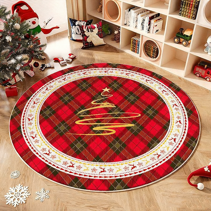 Rutschfester runder Teppich im Weihnachtsbaum-Design