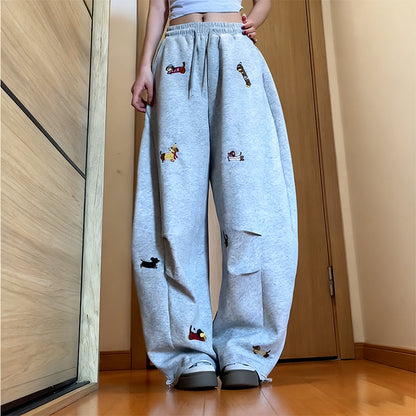 👖Bestickte Jogginghose mit Baggy-Passform und Kordelzug🐕‍🦺🚀Versandkostenfrei