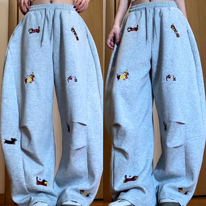 👖Bestickte Jogginghose mit Baggy-Passform und Kordelzug🐕‍🦺🚀Versandkostenfrei
