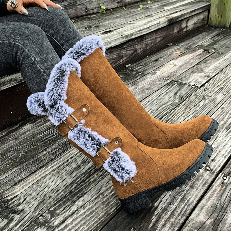 ✨ LETZTER TAG VERKAUF 71% RABATT ✨Damen Schneestiefel in mittlerer Wadenhöhe mit dicker Kunstplüsch-Fütterung