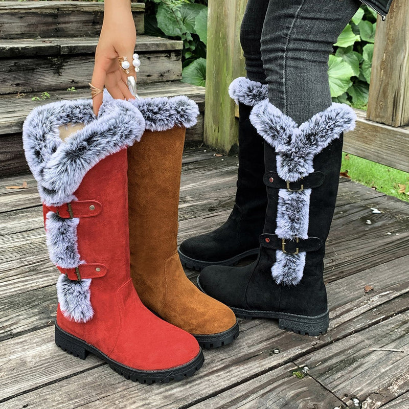 ✨ LETZTER TAG VERKAUF 71% RABATT ✨Damen Schneestiefel in mittlerer Wadenhöhe mit dicker Kunstplüsch-Fütterung