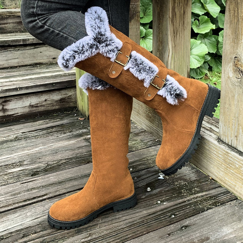 ✨ LETZTER TAG VERKAUF 71% RABATT ✨Damen Schneestiefel in mittlerer Wadenhöhe mit dicker Kunstplüsch-Fütterung