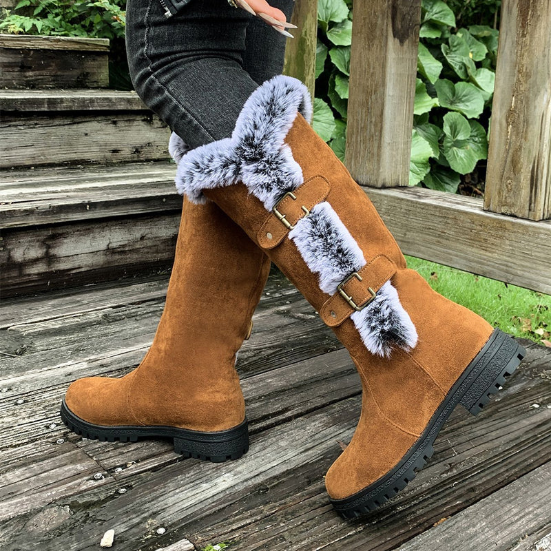 ✨ LETZTER TAG VERKAUF 71% RABATT ✨Damen Schneestiefel in mittlerer Wadenhöhe mit dicker Kunstplüsch-Fütterung
