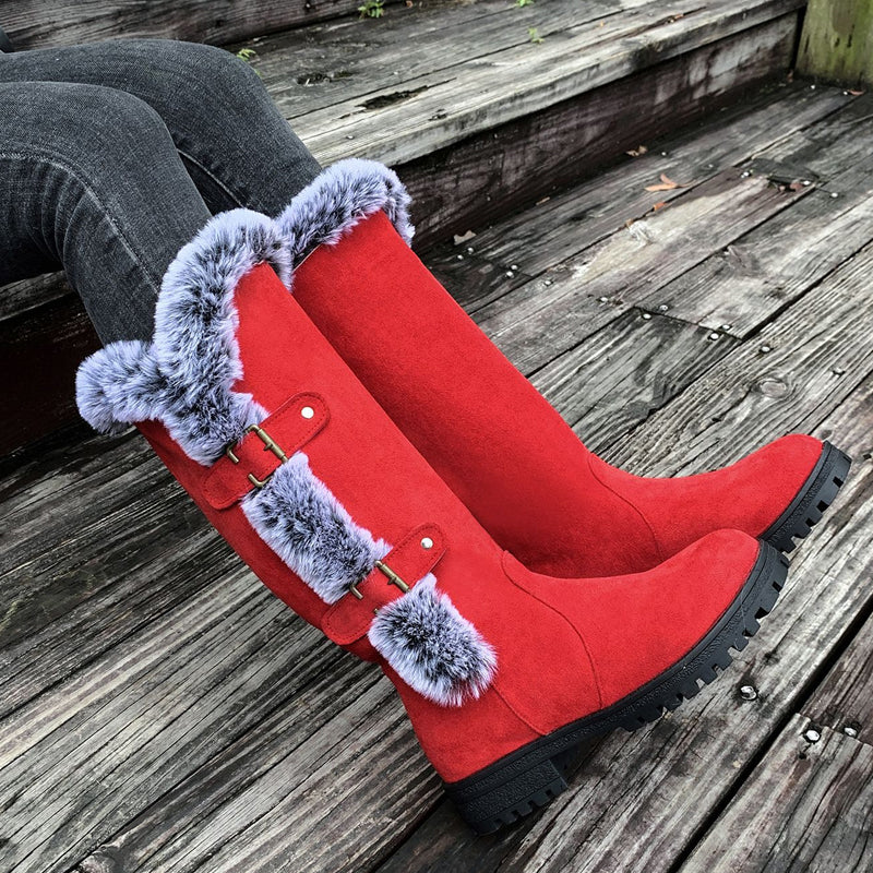 ✨ LETZTER TAG VERKAUF 71% RABATT ✨Damen Schneestiefel in mittlerer Wadenhöhe mit dicker Kunstplüsch-Fütterung
