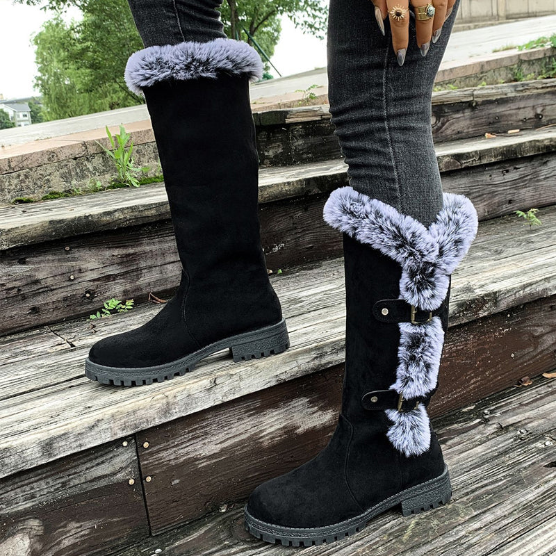 ✨ LETZTER TAG VERKAUF 71% RABATT ✨Damen Schneestiefel in mittlerer Wadenhöhe mit dicker Kunstplüsch-Fütterung