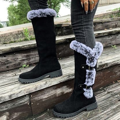 ✨ LETZTER TAG VERKAUF 71% RABATT ✨Damen Schneestiefel in mittlerer Wadenhöhe mit dicker Kunstplüsch-Fütterung