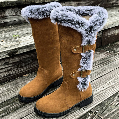 ✨ LETZTER TAG VERKAUF 71% RABATT ✨Damen Schneestiefel in mittlerer Wadenhöhe mit dicker Kunstplüsch-Fütterung
