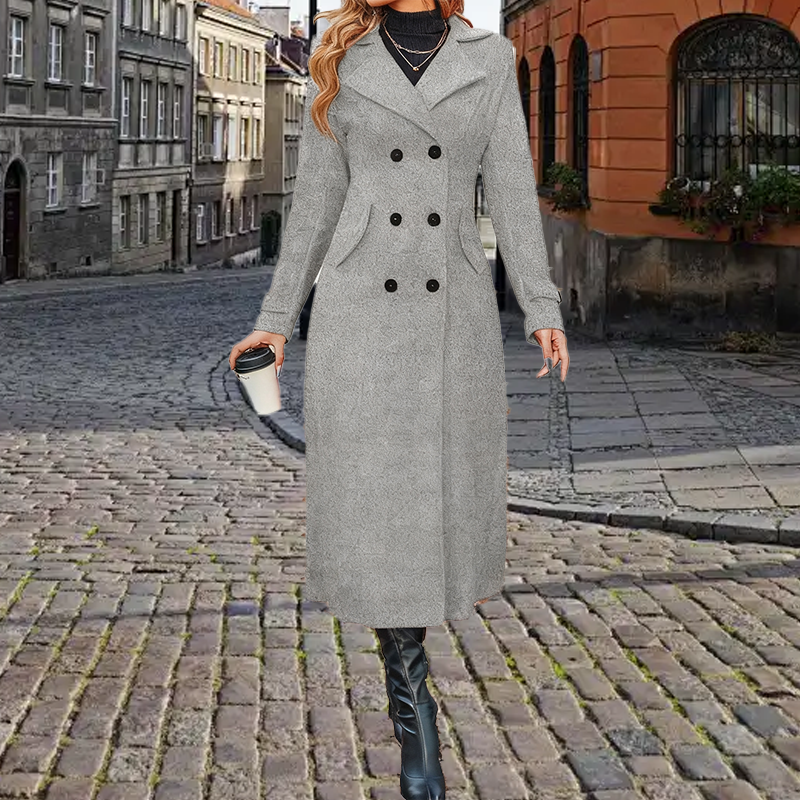 🔥Black-Friday-Mega-Angebot – 50 % Rabatt!🔥 Langer, warmer Damenmantel mit doppelter Knopfleiste🧥