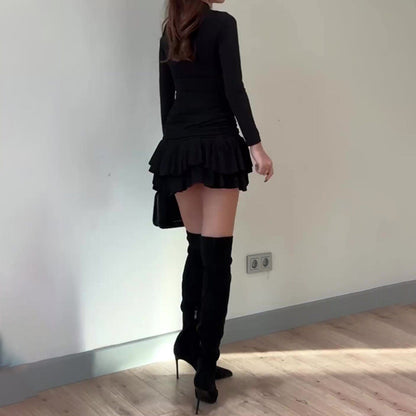 ✨ LETZTER TAG VERKAUF 50% RABATT ✨Slim-Fit Damenkleid mit Raffung und hohem Kragen