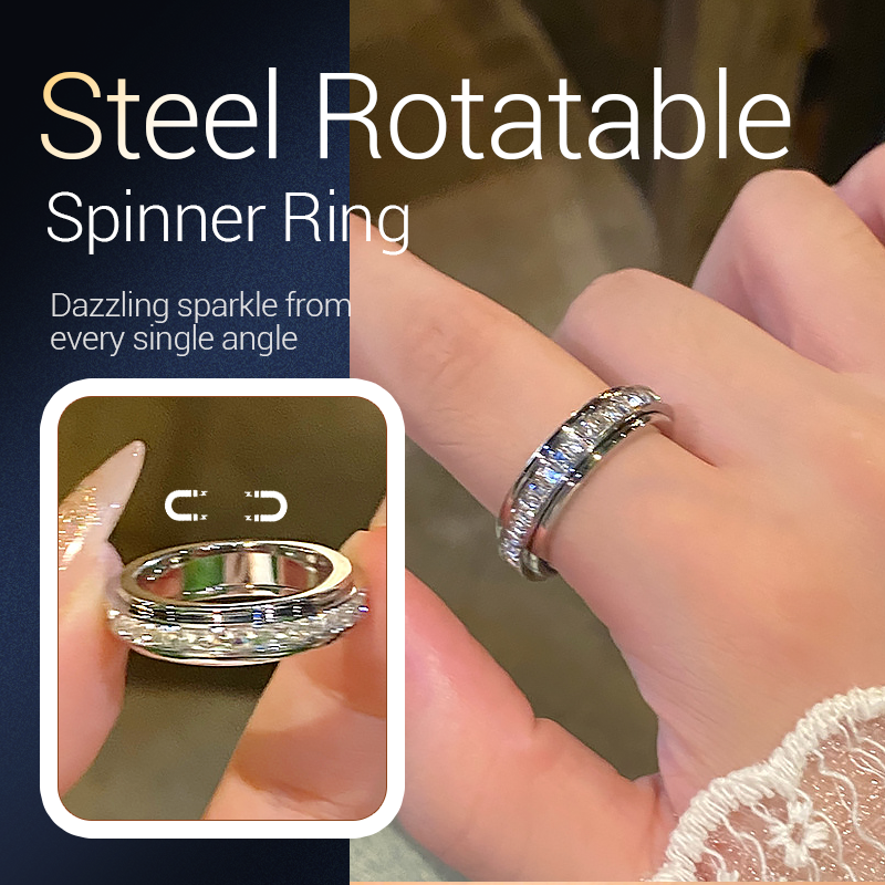 LETZTER TAG AKTION-KAUF 1 ERHALTE 1 GRATIS✨Drehbarer Spinner-Ring aus Titanstahl mit Zirkonia