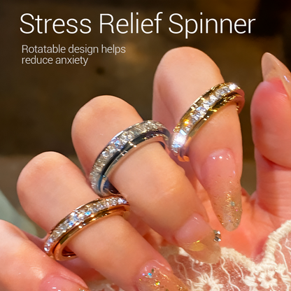 LETZTER TAG AKTION-KAUF 1 ERHALTE 1 GRATIS✨Drehbarer Spinner-Ring aus Titanstahl mit Zirkonia