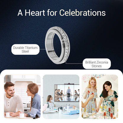 LETZTER TAG AKTION-KAUF 1 ERHALTE 1 GRATIS✨Drehbarer Spinner-Ring aus Titanstahl mit Zirkonia