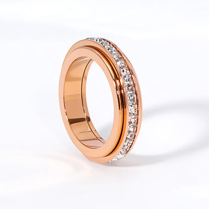 LETZTER TAG AKTION-KAUF 1 ERHALTE 1 GRATIS✨Drehbarer Spinner-Ring aus Titanstahl mit Zirkonia