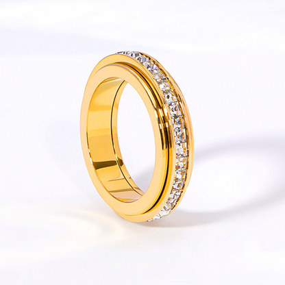 LETZTER TAG AKTION-KAUF 1 ERHALTE 1 GRATIS✨Drehbarer Spinner-Ring aus Titanstahl mit Zirkonia
