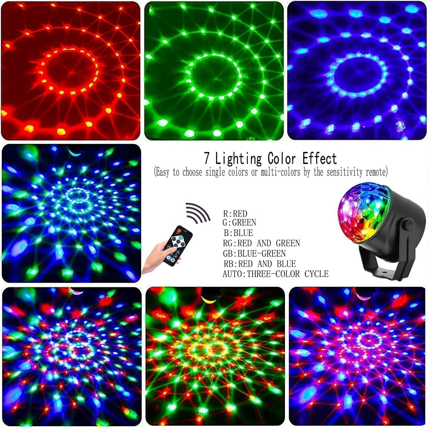 ✨ MAGISCHE DISCO-KUGEL - 6 Farben & 4 Modi, Automatische Rotation für Partys, USB-Betrieb mit Fernbedienung 🎉🪩