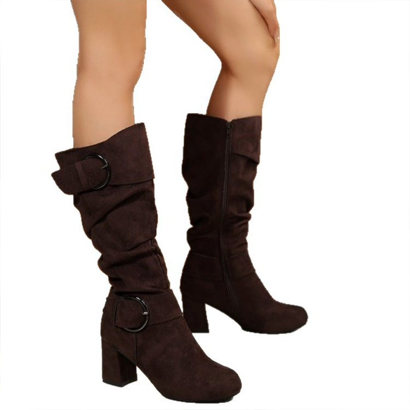 🎁Große Aktion Versandkostenfrei🎁 Damen-Halbstiefel aus Wildleder mit Schnallendetail