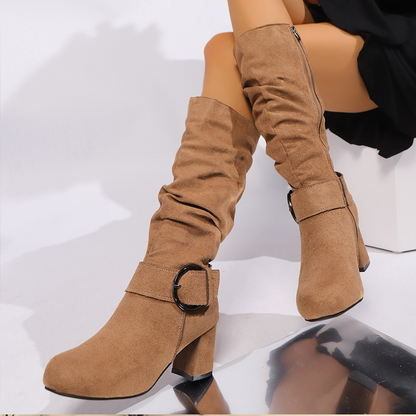 🎁Große Aktion Versandkostenfrei🎁 Damen-Halbstiefel aus Wildleder mit Schnallendetail