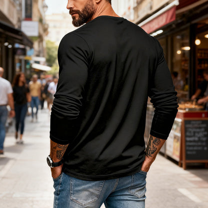 🖤 Black-Friday-Mega-Angebot – 50 % Rabatt!🔥Slim-Fit Henley Langarmshirt für Herren
