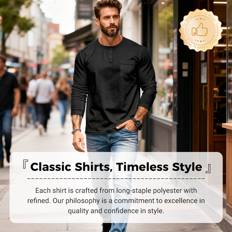 🖤 Black-Friday-Mega-Angebot – 50 % Rabatt!🔥Slim-Fit Henley Langarmshirt für Herren