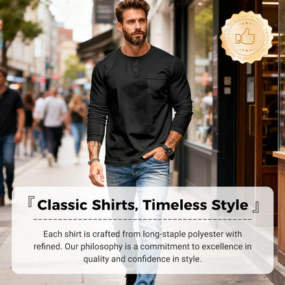 🖤 Black-Friday-Mega-Angebot – 50 % Rabatt!🔥Slim-Fit Henley Langarmshirt für Herren