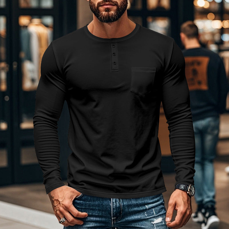 🖤 Black-Friday-Mega-Angebot – 50 % Rabatt!🔥Slim-Fit Henley Langarmshirt für Herren
