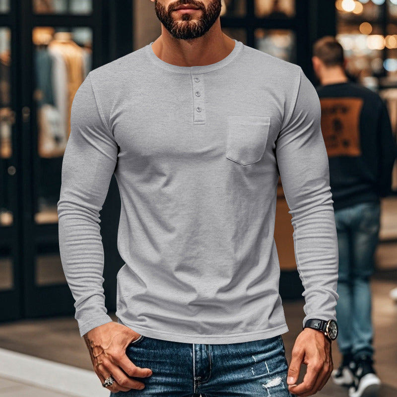🖤 Black-Friday-Mega-Angebot – 50 % Rabatt!🔥Slim-Fit Henley Langarmshirt für Herren