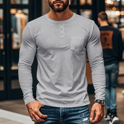 🖤 Black-Friday-Mega-Angebot – 50 % Rabatt!🔥Slim-Fit Henley Langarmshirt für Herren