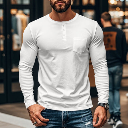 🖤 Black-Friday-Mega-Angebot – 50 % Rabatt!🔥Slim-Fit Henley Langarmshirt für Herren